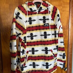 Men's Tribal Pattern Zip-Up Sweater - Black, Red, Yellow